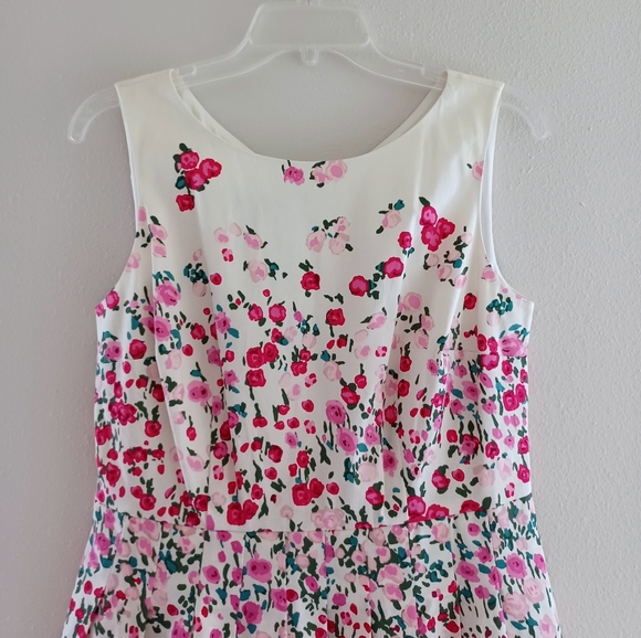 Talbots Floral Pleated Rose Garden Fit & Flare Cotton Dress, size 2 - Picture 4 of 16